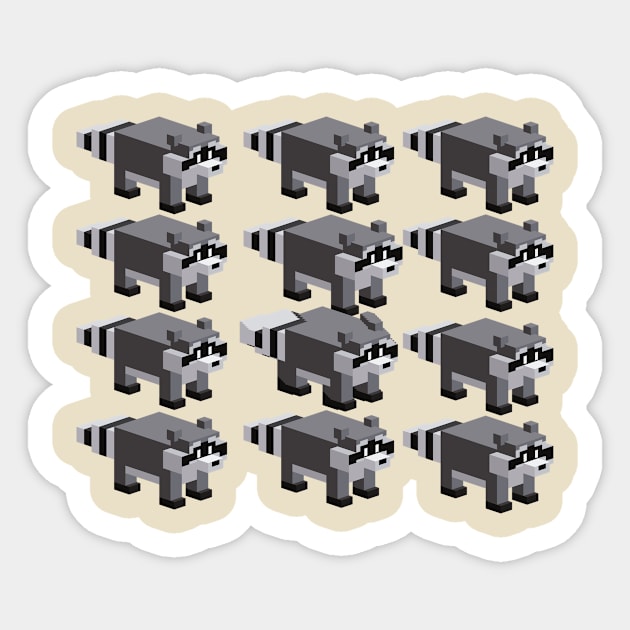 pixels raccoon Sticker by Ba-Da-Boo